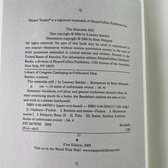 The Miserable Mill Lemony Snicket Book 4 A Series of Unfortunate Events u - Picture 7 of 7